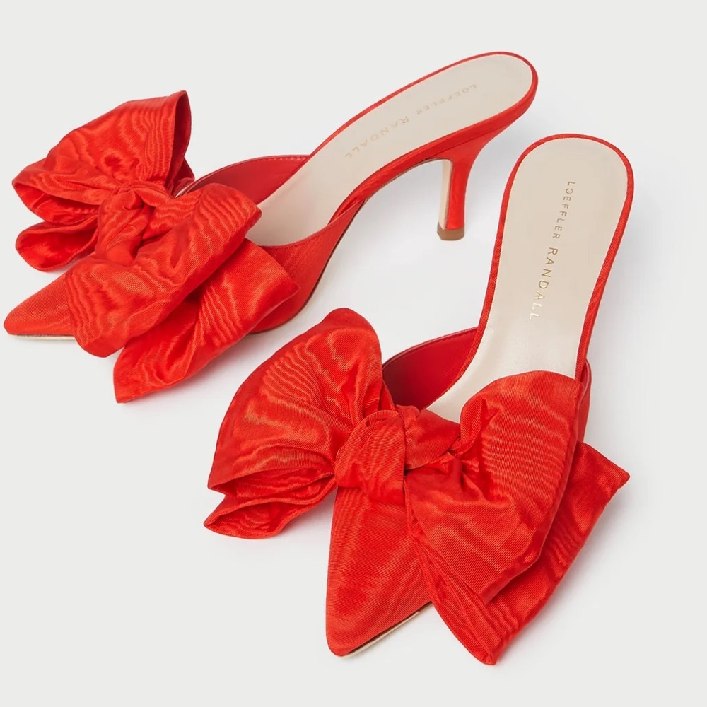 Loeffler Randall red bow mule heel